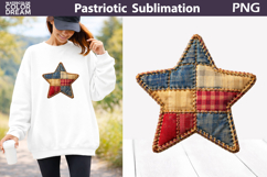 Patriotic Star Clipart | 4th of July Patchwork Sublimation Product Image 1