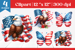 American Flag Eagle Clipart | 4th of July Sublimation Product Image 1