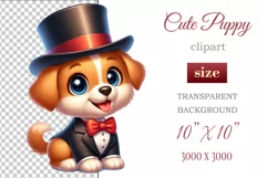 Cute and adorable cartoon puppy on American flag background with white flowers. Perfect for 4th of july Independence Day. Create a joyful mood with this adorable character.