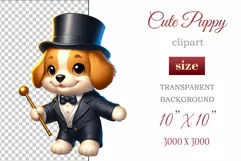 Cute and adorable cartoon puppy on American flag background with white flowers. Perfect for 4th of july Independence Day. Create a joyful mood with this adorable character.