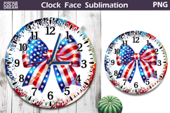 Patriotic Bow Clock Face| 4th Of July Clock Sublimation Product Image 1