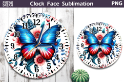 Patriotic Butterfly Clock Face| 4th Of July Clock Product Image 1