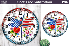 Patriotic Clock Face Sublimation | 4th of July Clock Design Product Image 1