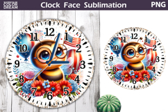 Patriotic Clock Face Sublimation | 4th of July Clock Design Product Image 1