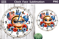 Patriotic Clock Face Sublimation | 4th of July Clock Design Product Image 1