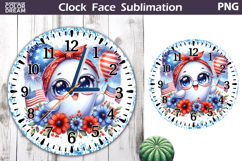 Patriotic Clock Face Sublimation | 4th of July Clock Design Product Image 1