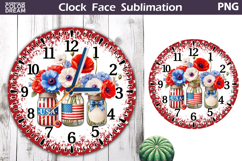 Patriotic Clock Face Sublimation | 4th of July Clock Design Product Image 1