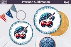 Patriotic Cherry Round Coaster | 4th of July Coaster Product Image 1