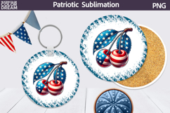 Patriotic Cherry Round Coaster | 4th of July Coaster Product Image 1