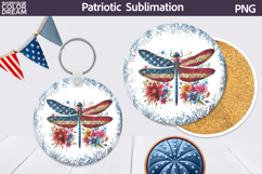 Patriotic Dragonfly Round Coaster | 4th of July Coaster Product Image 1