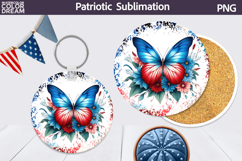 Patriotic Butterfly Floral Coaster | 4th of July Coaster Product Image 1