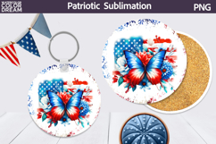 Patriotic Butterfly Floral Coaster | 4th of July Coaster Product Image 1