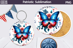 Patriotic Butterfly Floral Coaster | 4th of July Coaster Product Image 1