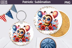 Patriotic Bee Round Coaster | 4th of July Coaster Product Image 1
