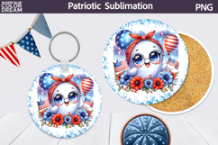 Patriotic Ghost Round Coaster | 4th of July Coaster Product Image 1