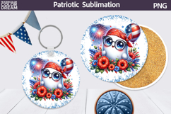 Patriotic Ghost Round Coaster | 4th of July Coaster Product Image 1