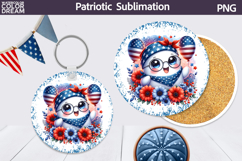 Patriotic Ghost Round Coaster | 4th of July Coaster Product Image 1