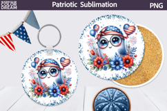 Patriotic Ghost Round Coaster | 4th of July Coaster Product Image 1