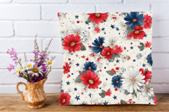 Patriotic Cottage Floral Stripes Digital Scrapbooking Papers Product Image 3