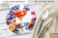 Patriotic Floral Cocktail|Round Cutting Board Sublimation Product Image 1