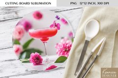 Patriotic Floral Cocktail|Round Cutting Board Sublimation Product Image 1