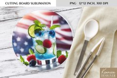 Patriotic Floral Cocktail|Round Cutting Board Sublimation Product Image 1
