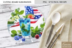 Patriotic Floral Cocktail|Round Cutting Board Sublimation Product Image 1
