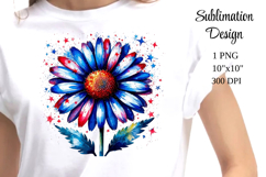 Patriotic Daisy Watercolor Clipart 1 Product Image 1