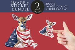Patriotic Deer Sticker &amp; Clipart Watercolor PNG