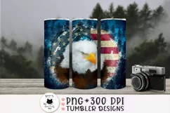 patriotic design for skinny tumblers with a bald eagle shown on a dark background