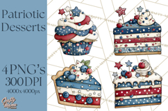 Patriotic Desserts Clipart, Layer Cakes Cupcakes Cookies Pie Product Image 1