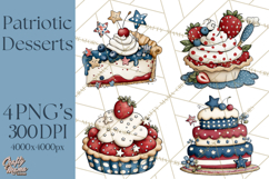 Patriotic Desserts Clipart, Layer Cakes Cupcakes Cookies Pie Product Image 1