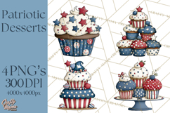 Patriotic Desserts Clipart, Layer Cakes Cupcakes Cookies Pie Product Image 1