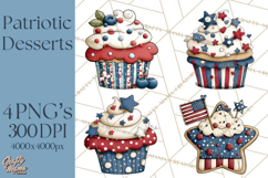 Patriotic Desserts Clipart, Layer Cakes Cupcakes Cookies Pie Product Image 1