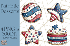 Patriotic Desserts Clipart, Layer Cakes Cupcakes Cookies Pie Product Image 1