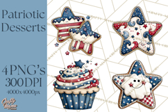 Patriotic Desserts Clipart, Layer Cakes Cupcakes Cookies Pie Product Image 1