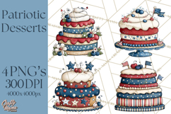 Patriotic Desserts Clipart, Layer Cakes Cupcakes Cookies Pie Product Image 1
