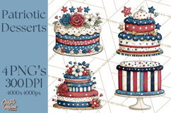 Patriotic Desserts Clipart, Layer Cakes Cupcakes Cookies Pie Product Image 1