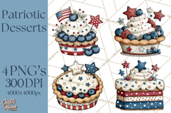 Patriotic Desserts Clipart, Layer Cakes Cupcakes Cookies Pie Product Image 1