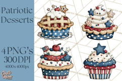 Patriotic Desserts Clipart, Layer Cakes Cupcakes Cookies Pie Product Image 1