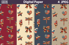 Patriotic Patchwork Patterns | USA Digital Paper Product Image 1