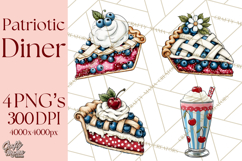 4th of July Retro Diner Clipart, Patriotic Americana Diner Product Image 1