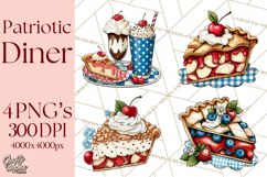 4th of July Retro Diner Clipart, Patriotic Americana Diner Product Image 1