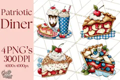 4th of July Retro Diner Clipart, Patriotic Americana Diner Product Image 1