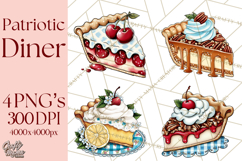 4th of July Retro Diner Clipart, Patriotic Americana Diner Product Image 1