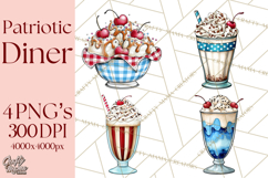 4th of July Retro Diner Clipart, Patriotic Americana Diner Product Image 1