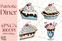 4th of July Retro Diner Clipart, Patriotic Americana Diner Product Image 1