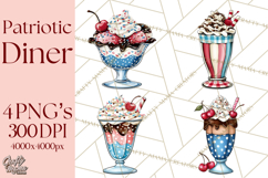 4th of July Retro Diner Clipart, Patriotic Americana Diner Product Image 1