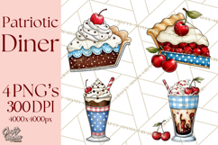 4th of July Retro Diner Clipart, Patriotic Americana Diner Product Image 1
