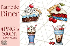 4th of July Retro Diner Clipart, Patriotic Americana Diner Product Image 1